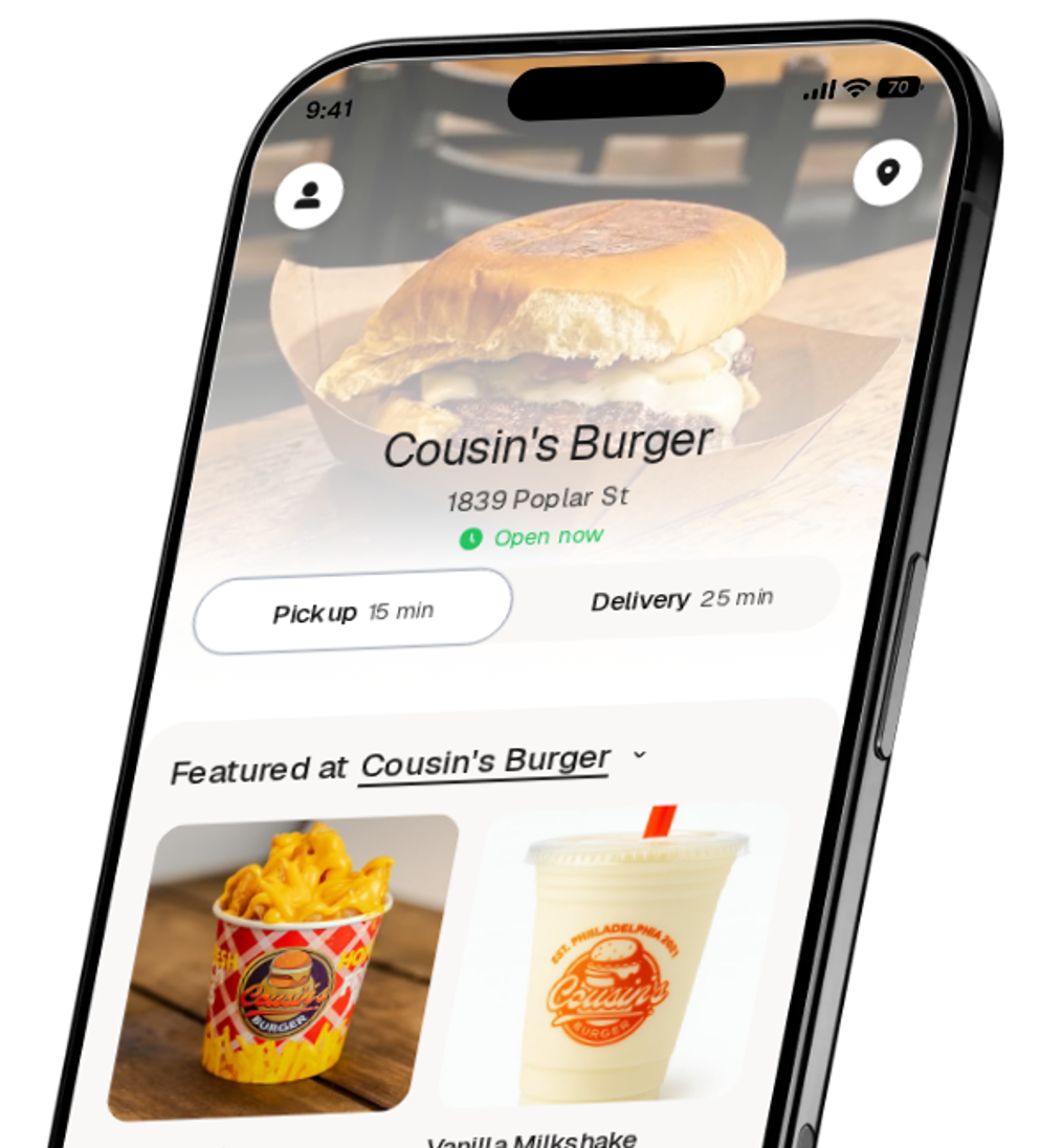 Cousin's Burger app preview